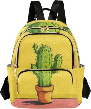 Green Cactus Women Backpack Purse Fashion Ladies Shoulder Bag Casual College Travel Backpacks Bag Medium