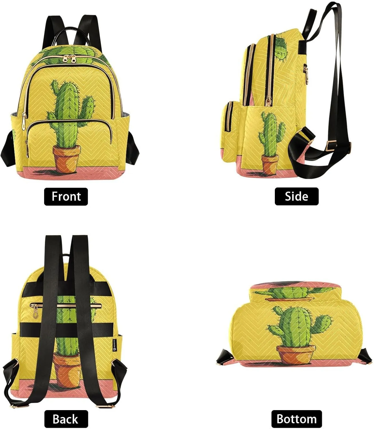 Green Cactus Women Backpack Purse Fashion Ladies Shoulder Bag Casual College Travel Backpacks Bag Medium