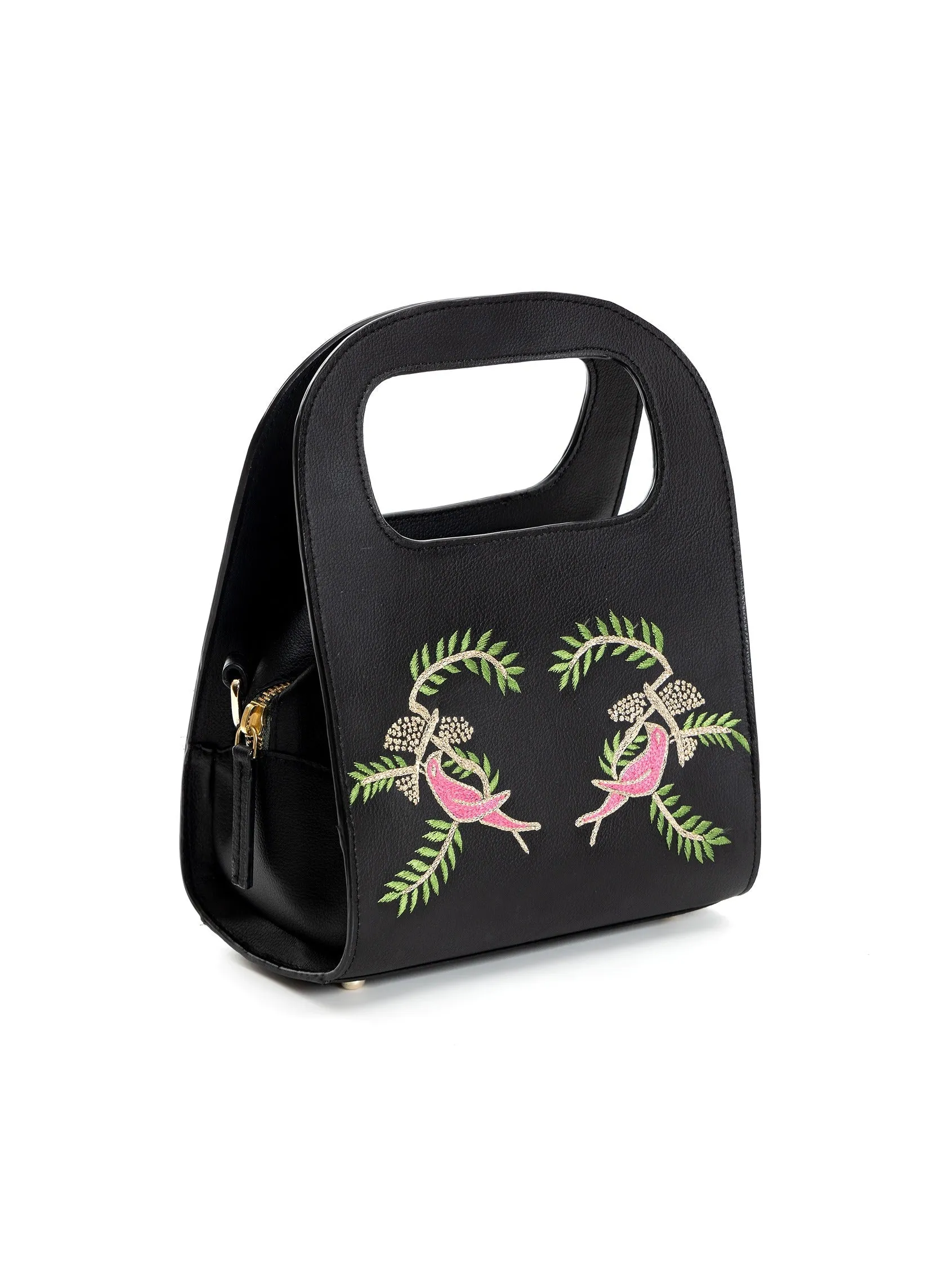 Green Hermitage Aphrodite Vegan Leather Satchel/Crossbody Bags (Black)