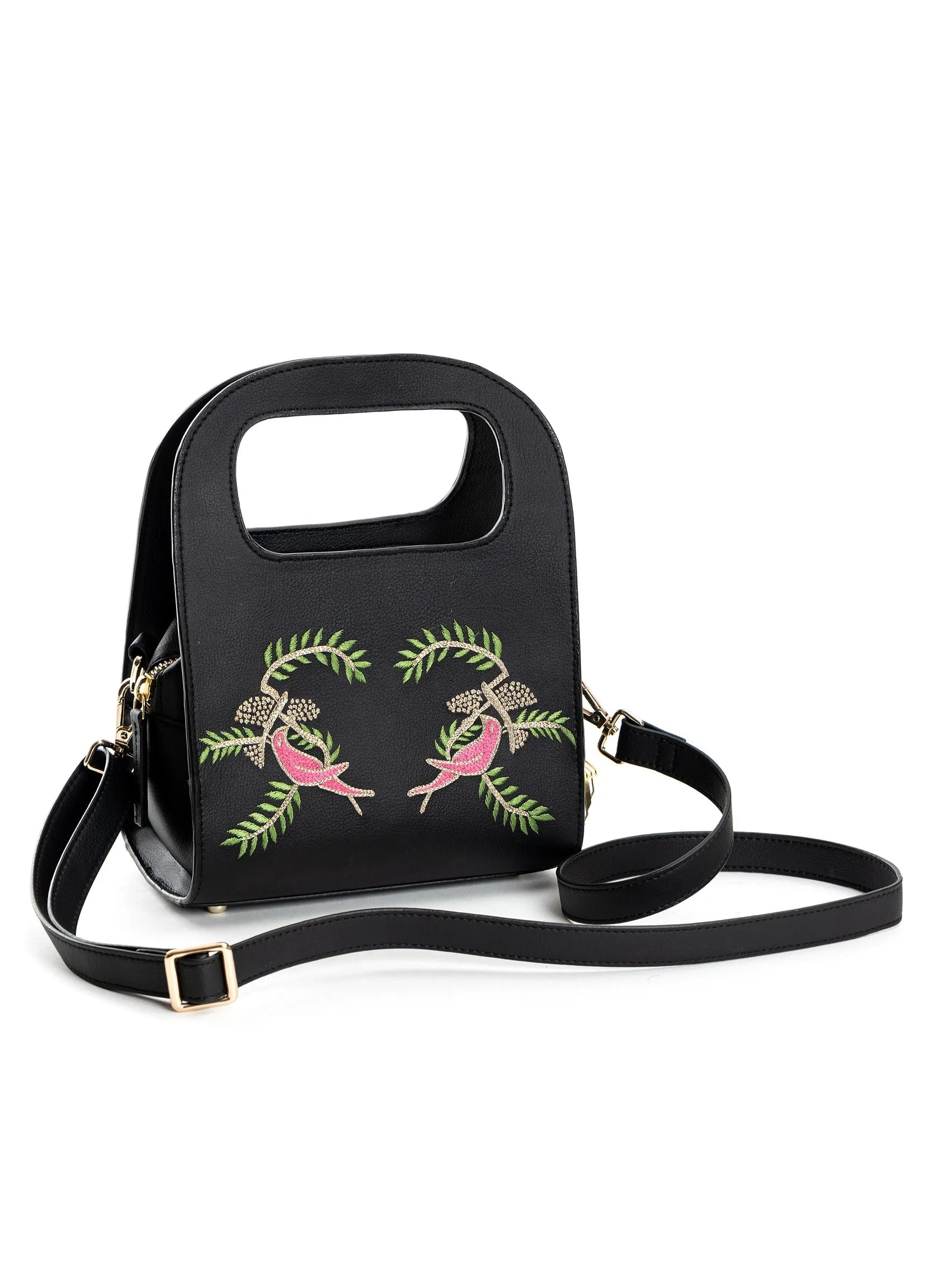 Green Hermitage Aphrodite Vegan Leather Satchel/Crossbody Bags (Black)