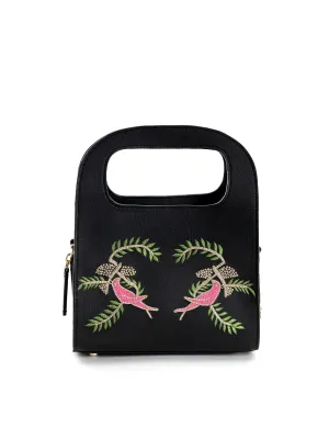 Green Hermitage Aphrodite Vegan Leather Satchel/Crossbody Bags (Black)
