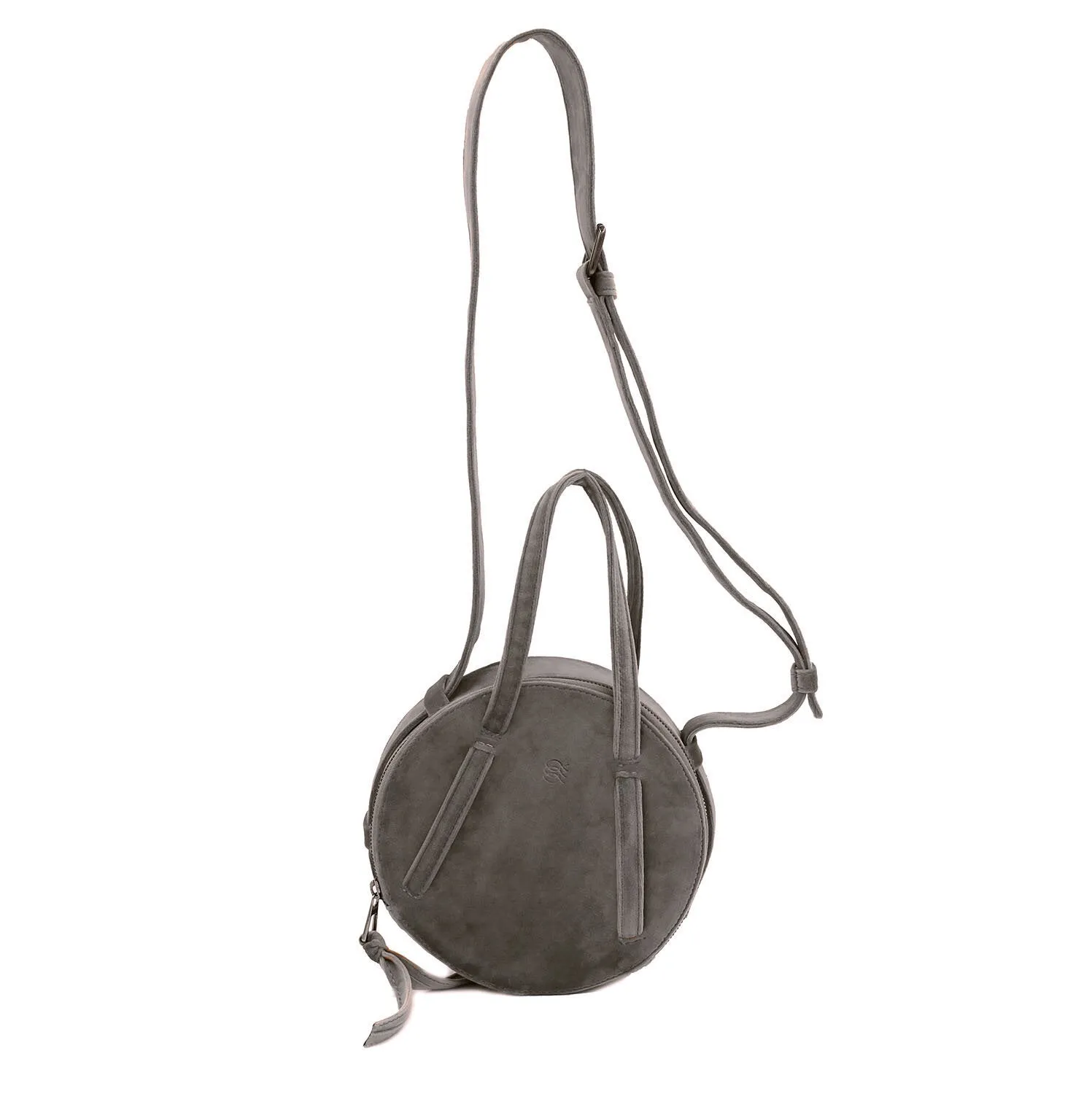 Grey | Velvet Circle Crossbody Bag