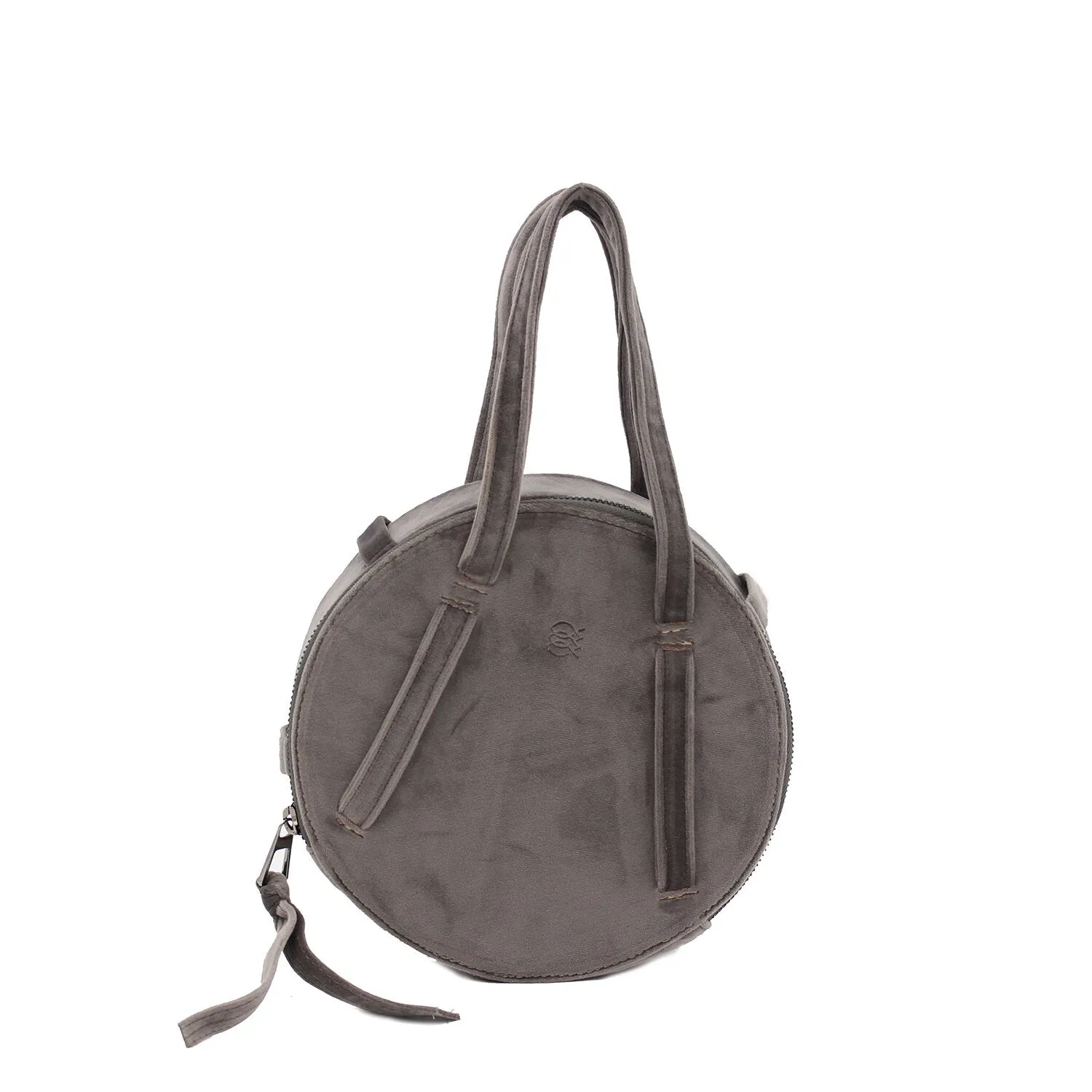 Grey | Velvet Circle Crossbody Bag