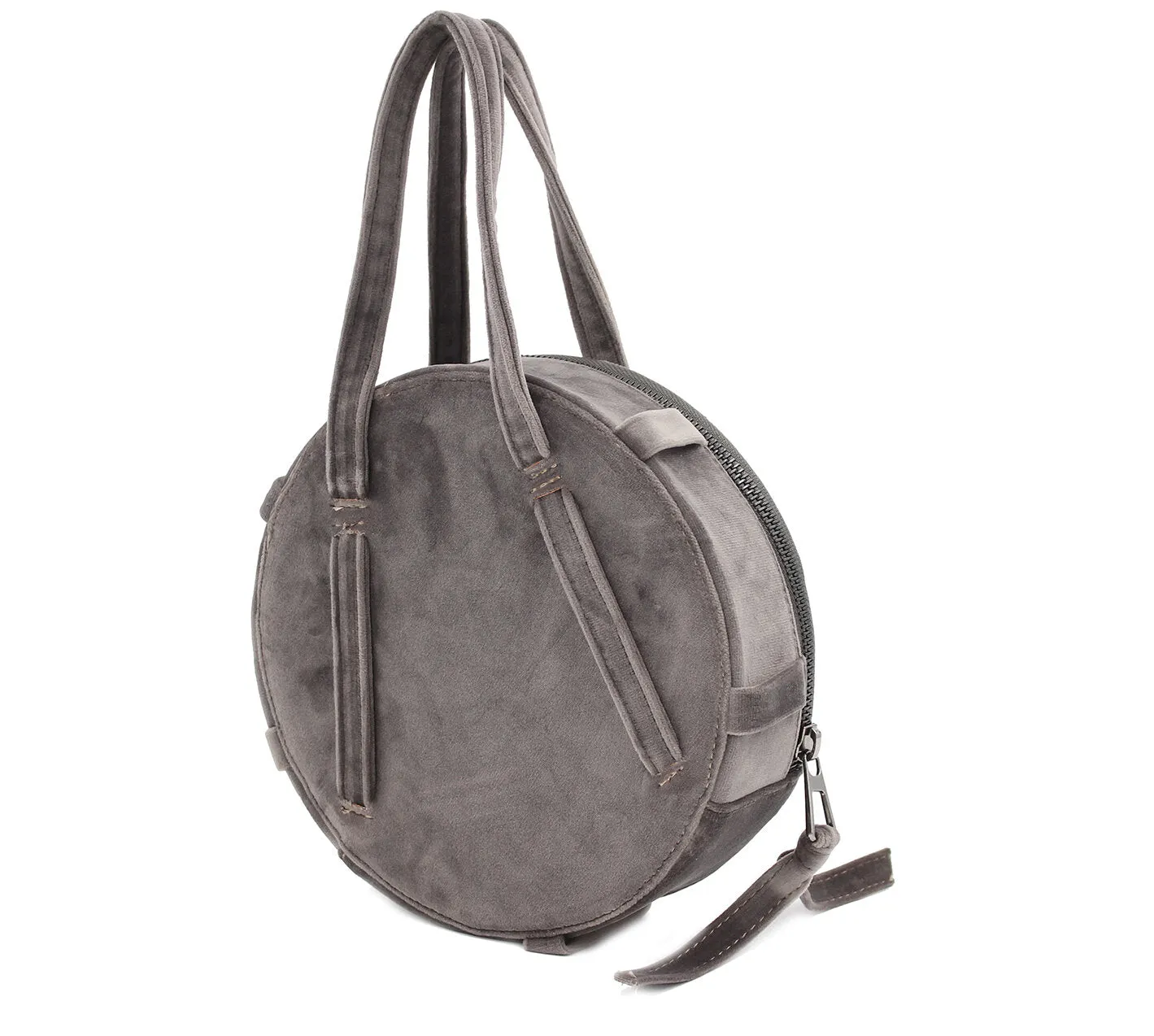 Grey | Velvet Circle Crossbody Bag