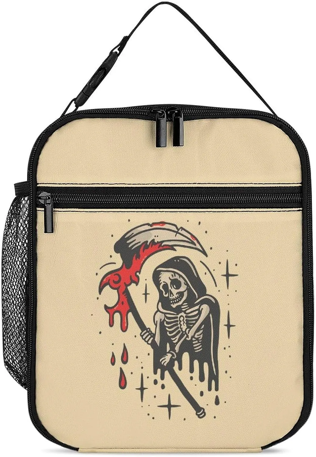 Grim Reaper Insulated Lunch Bag Leakproof Insulated Cooler Bag with Handbags Side Pocket for Adults