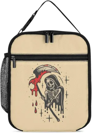 Grim Reaper Insulated Lunch Bag Leakproof Insulated Cooler Bag with Handbags Side Pocket for Adults