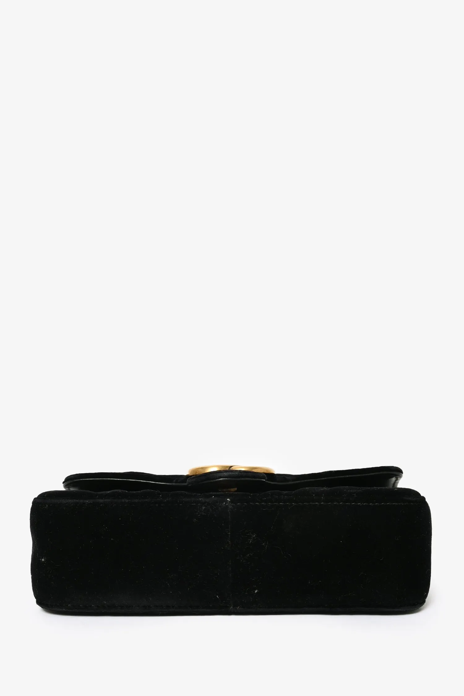 Gucci Black Velvet Marmont Mini Chain Crossbody Bag