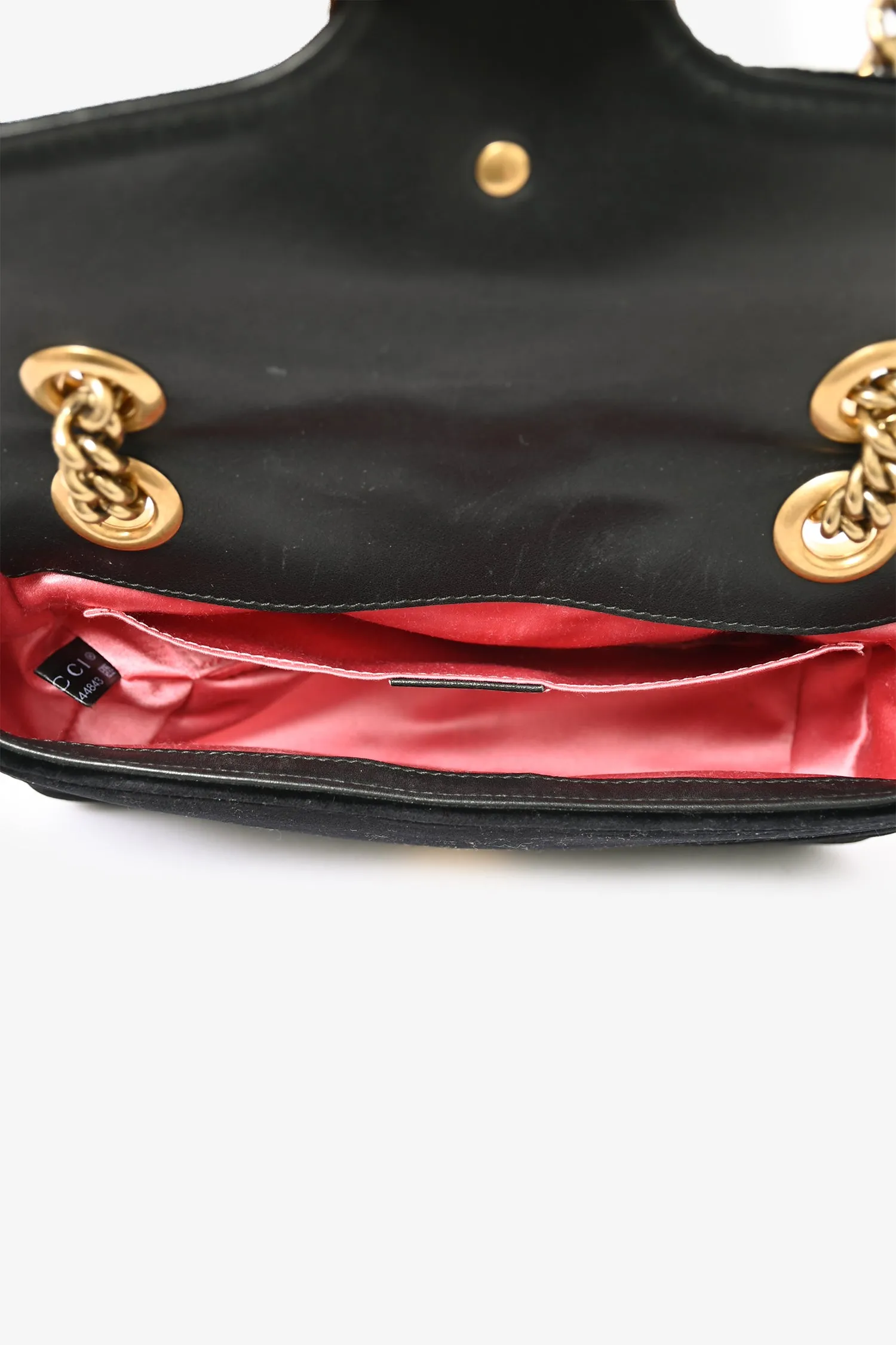 Gucci Black Velvet Marmont Mini Chain Crossbody Bag