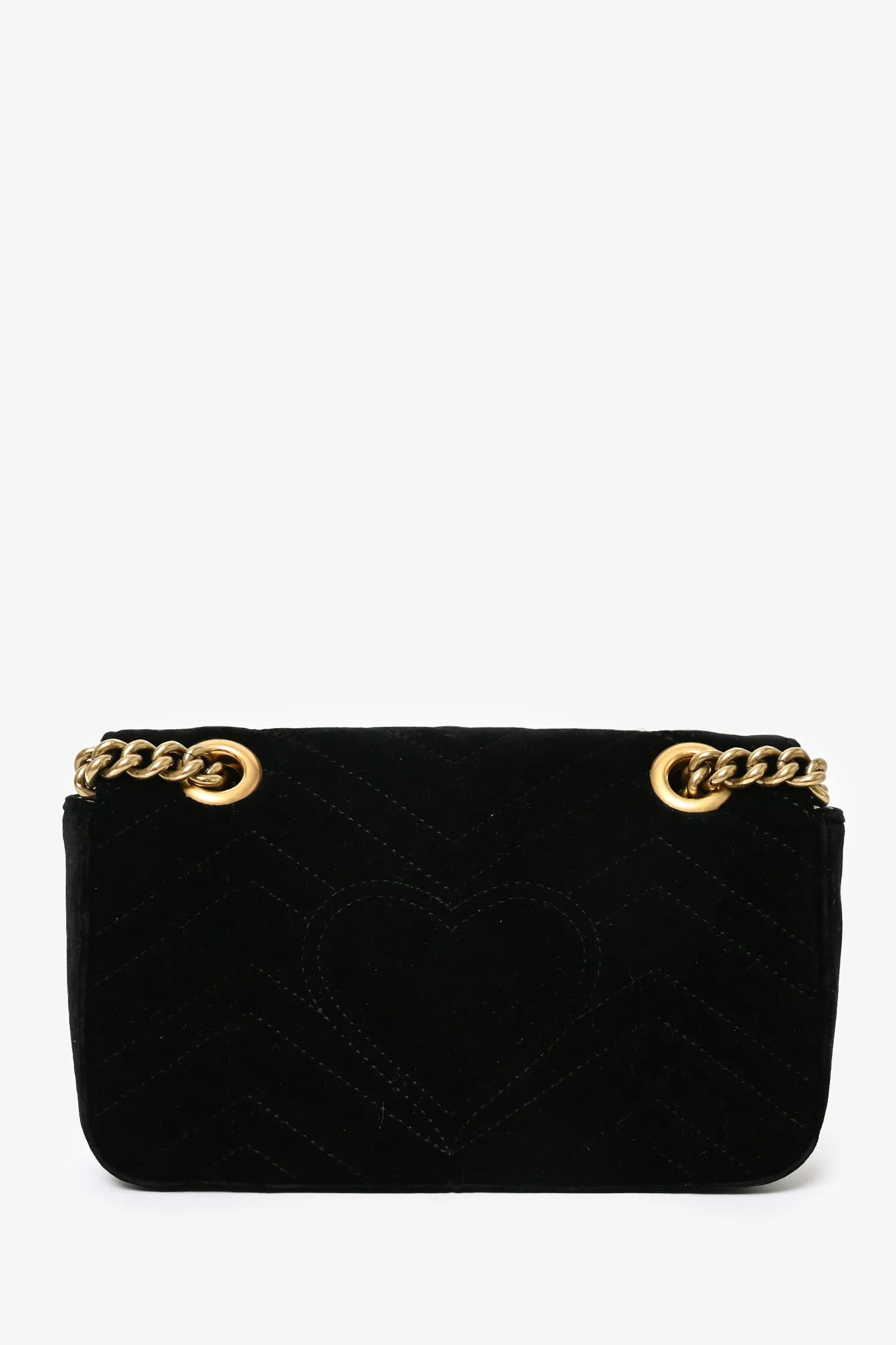 Gucci Black Velvet Marmont Mini Chain Crossbody Bag