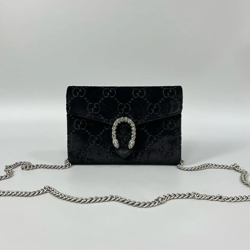 Gucci Dionysus Black Velvet WOC Crossbody Bag