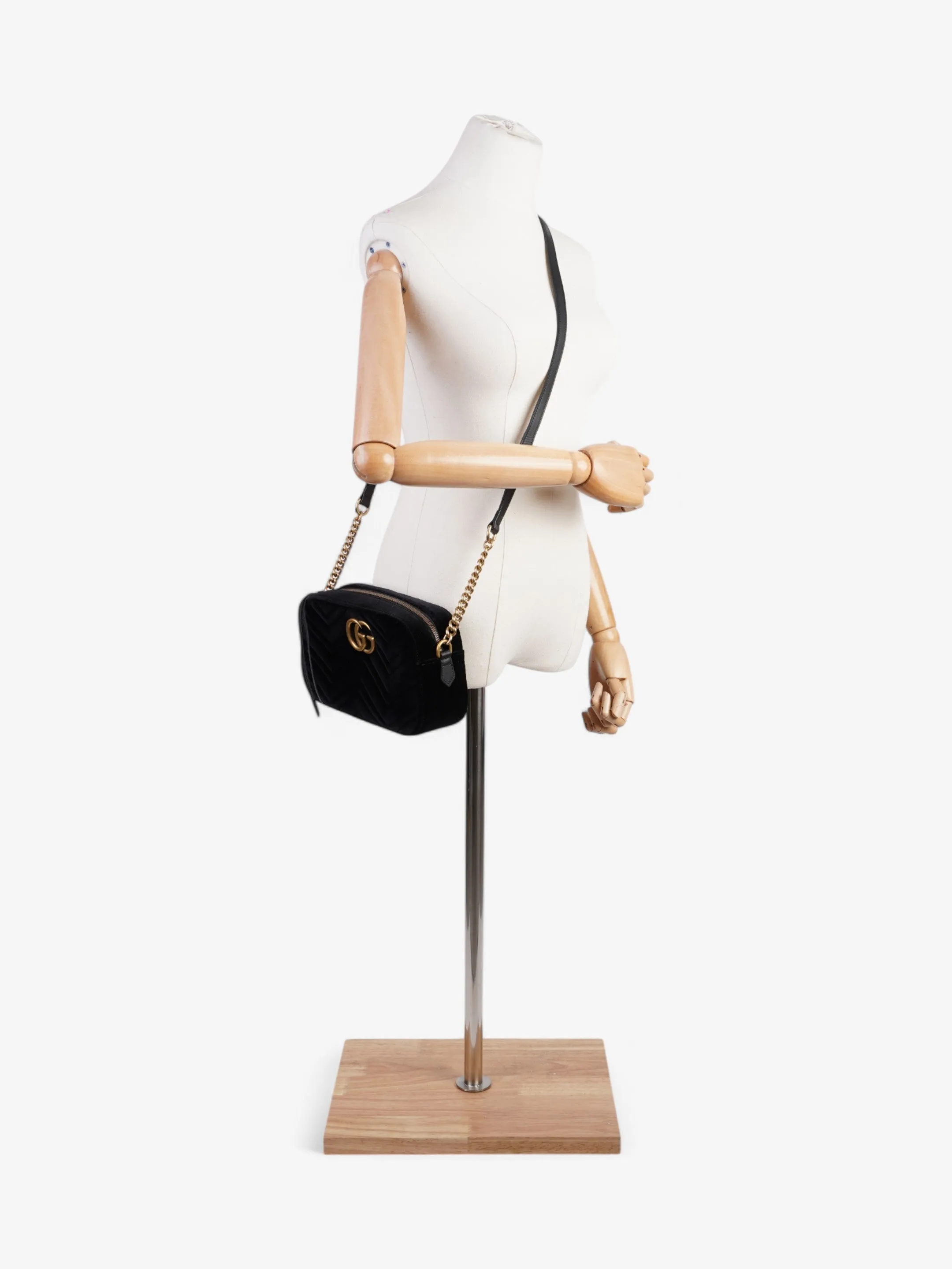Gucci Marmont Zip Black Velvet Small