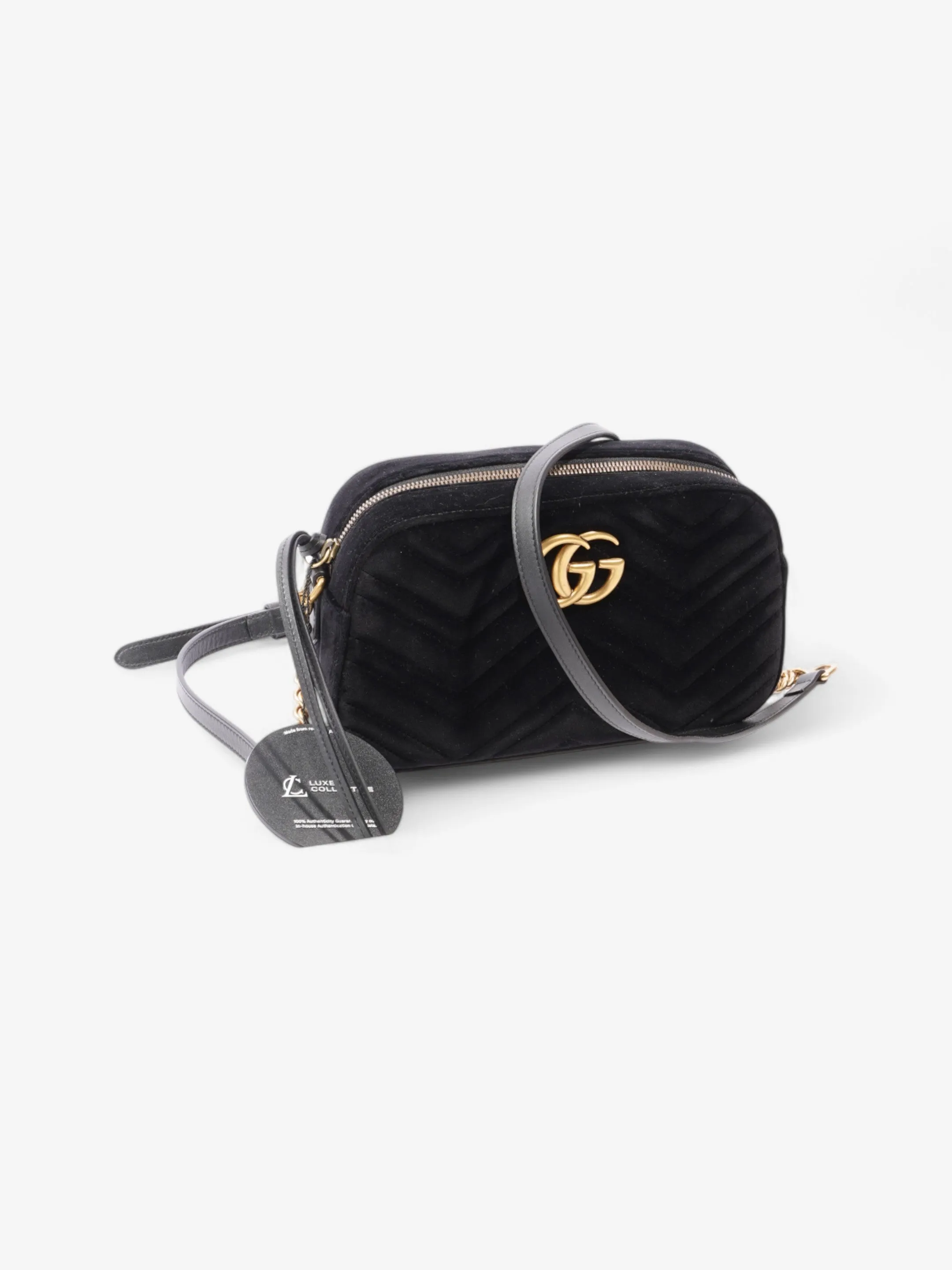 Gucci Marmont Zip Black Velvet Small