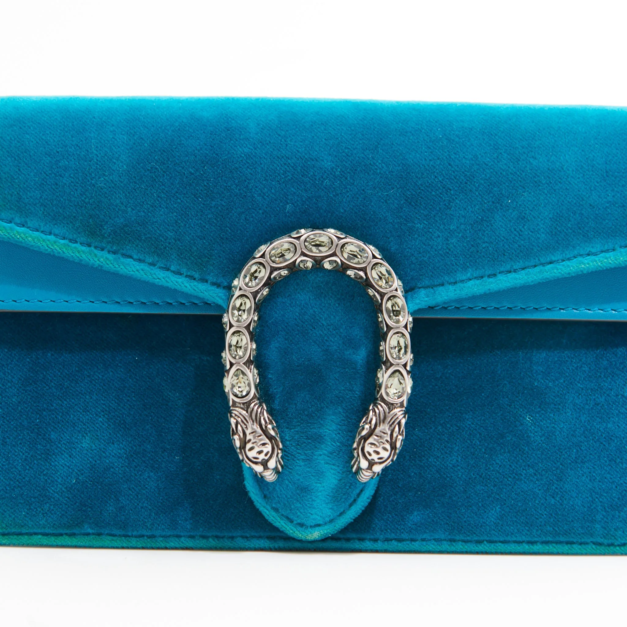 Gucci Velvet Broadway Crystal G in Peacock Blue