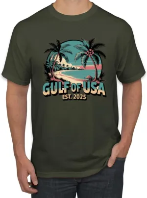 Gulf of The USA Est 2025 Funny USA President Quote Mexico Political Men's T-Shirt
