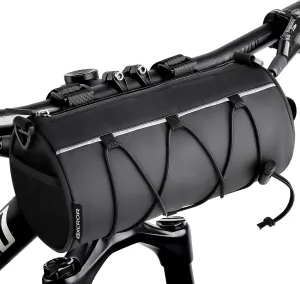 GXCROR Bike Handlebar Bag Waterproof 2.4L - Bicycle Front Bag Frame Storage Roll Bag Mountain Road, Bag Professional Cycling Accessories, Convertible to Crossbody Sling & Hand Carry Bag Handlebar Bag