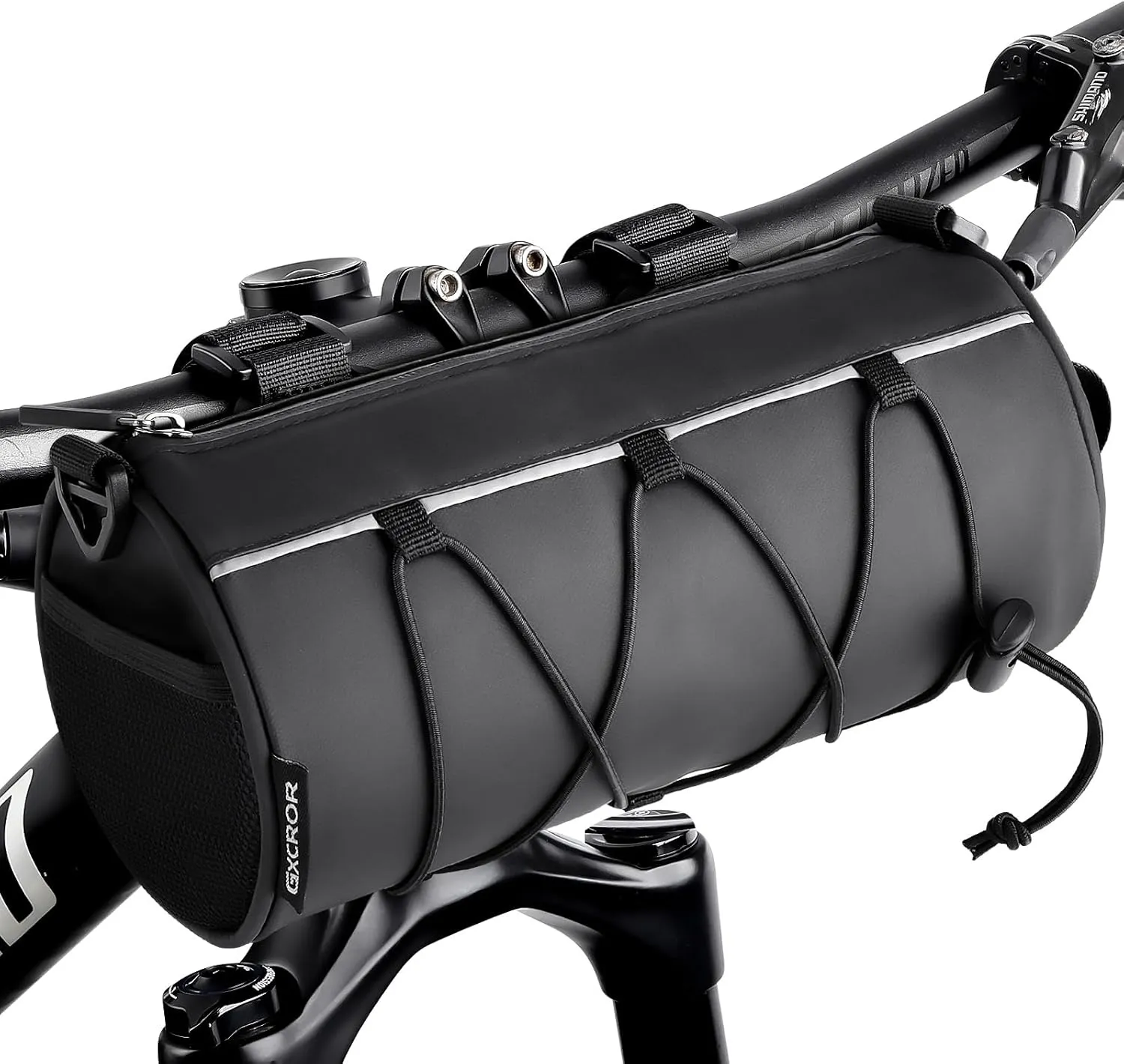 GXCROR Bike Handlebar Bag Waterproof 2.4L - Bicycle Front Bag Frame Storage Roll Bag Mountain Road, Bag Professional Cycling Accessories, Convertible to Crossbody Sling & Hand Carry Bag Handlebar Bag