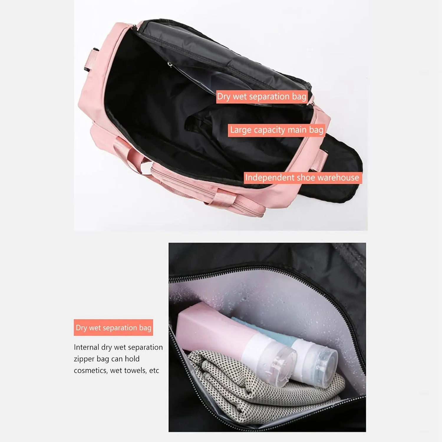 Gym Bag Women with Shoes Compartment,28L Travel Duffel Bags,Reusable Duffle Bag for Workout Yoga Travel Sports