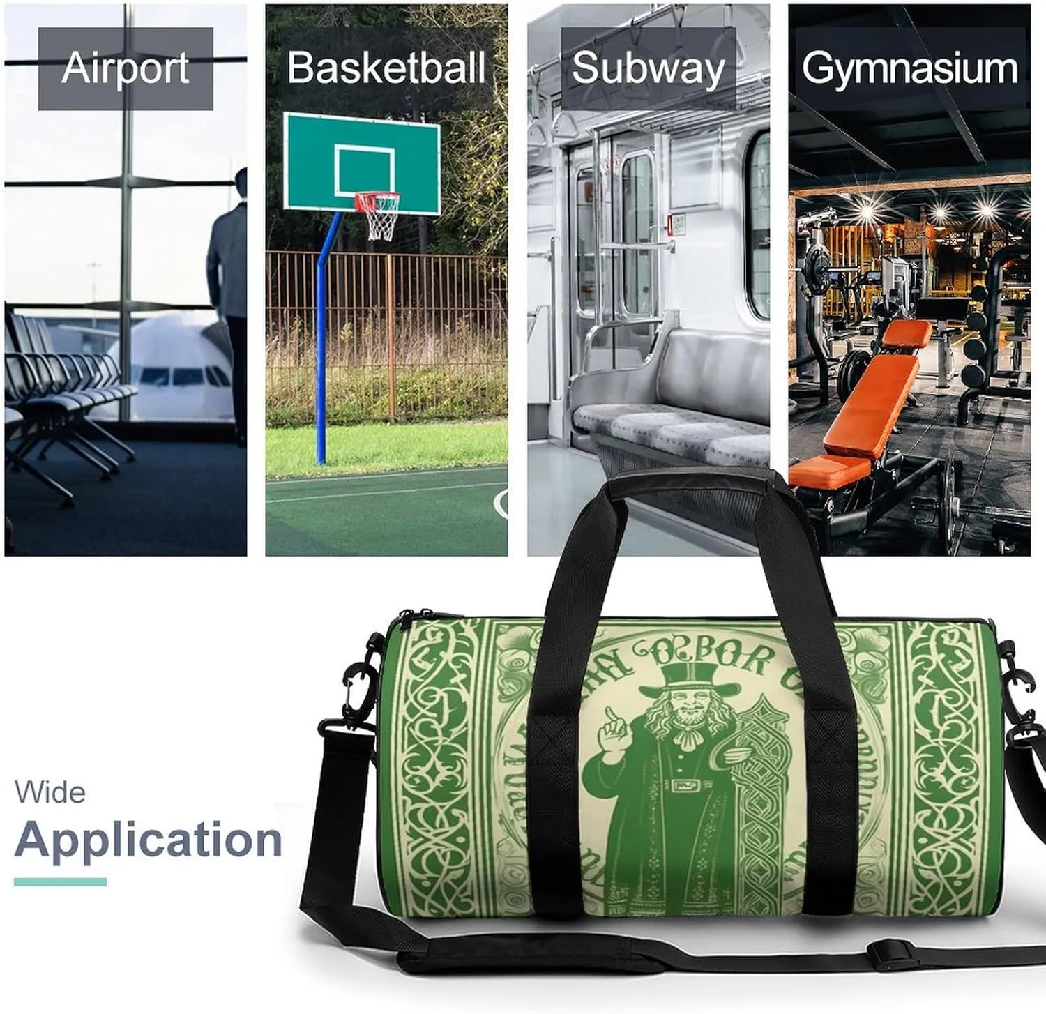 Gym Bags for Men Women Irish Blessing St Patrick's Day Duffle Bag Travel Overnight Bag with Shoe Compartment Tote Bags