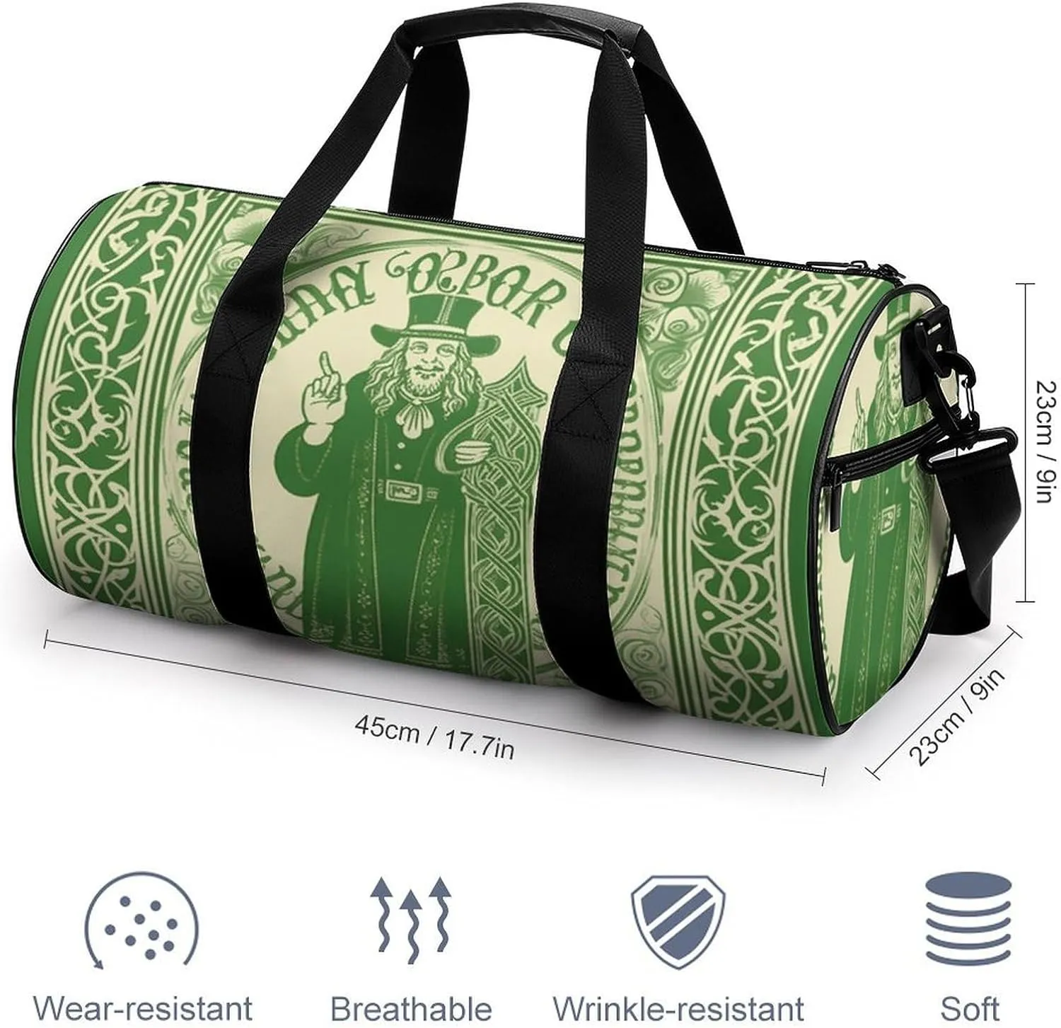 Gym Bags for Men Women Irish Blessing St Patrick's Day Duffle Bag Travel Overnight Bag with Shoe Compartment Tote Bags