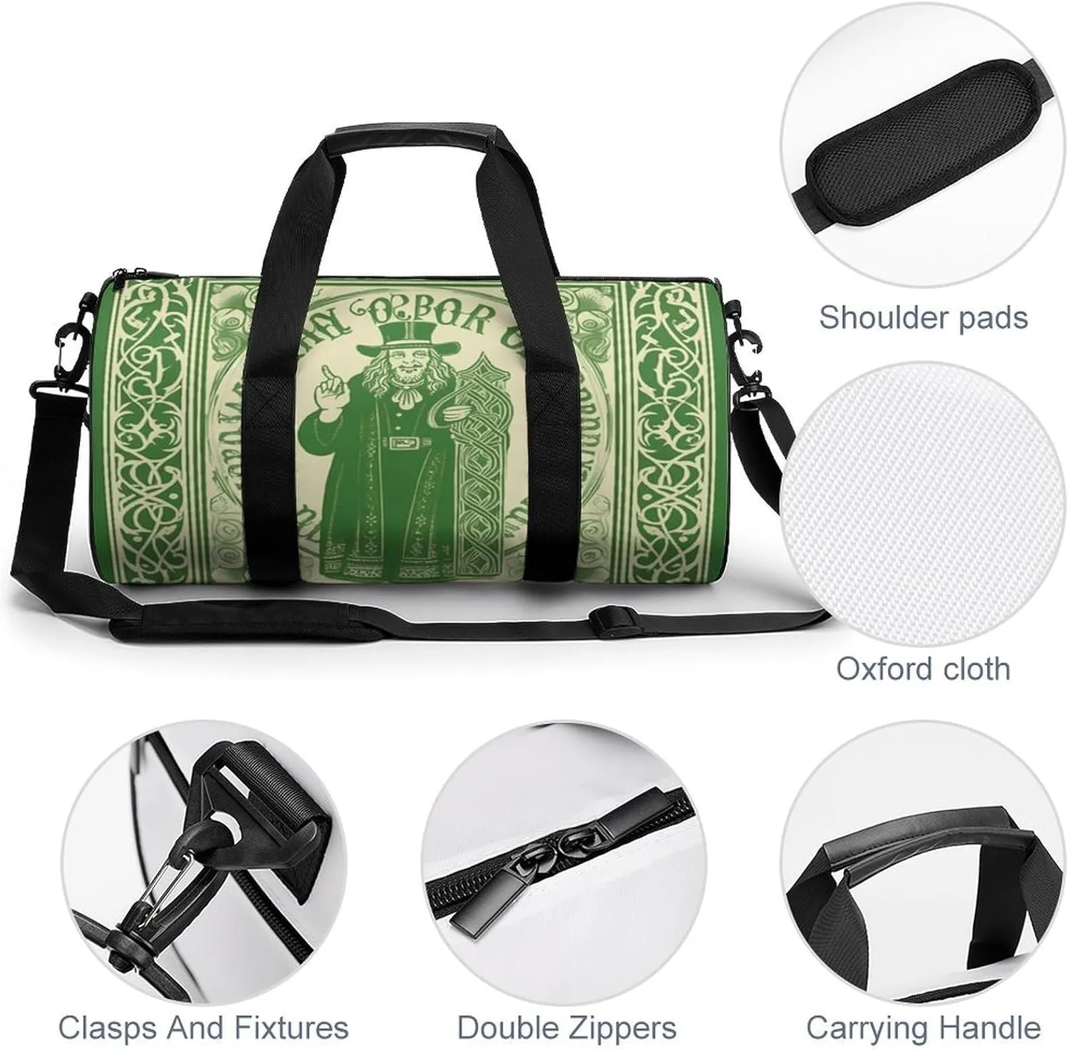 Gym Bags for Men Women Irish Blessing St Patrick's Day Duffle Bag Travel Overnight Bag with Shoe Compartment Tote Bags