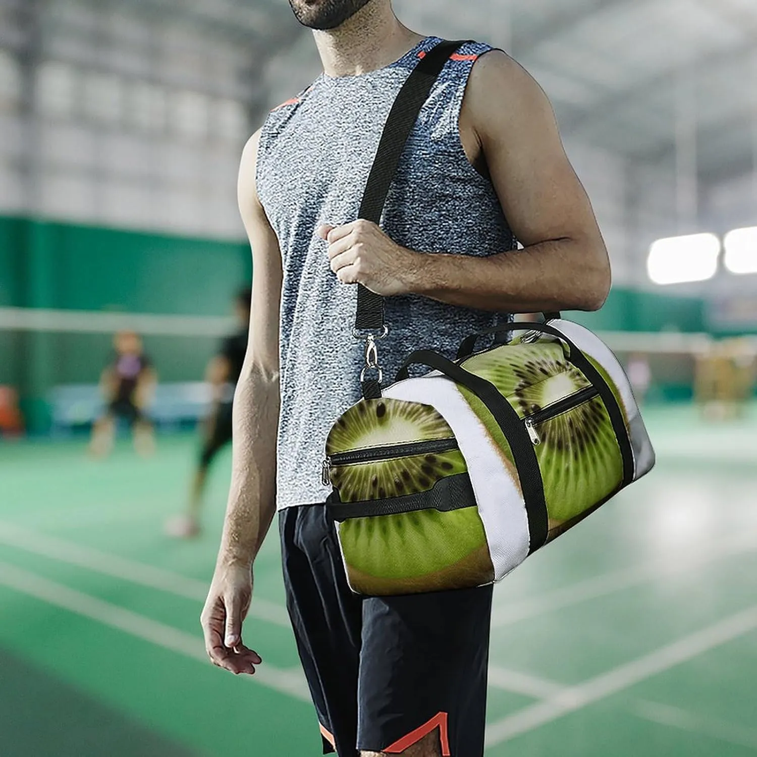 Gym Bags Small Green Kiwi Duffel Bag Overnight Bag with Shoe Compartment Carryon Bag for Men Women