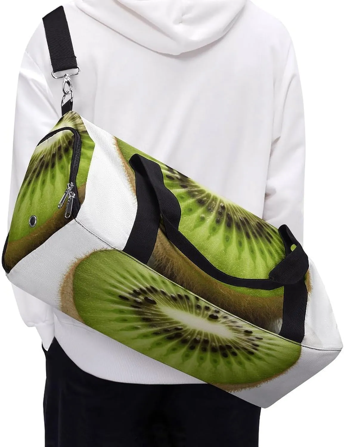 Gym Bags Small Green Kiwi Duffel Bag Overnight Bag with Shoe Compartment Carryon Bag for Men Women