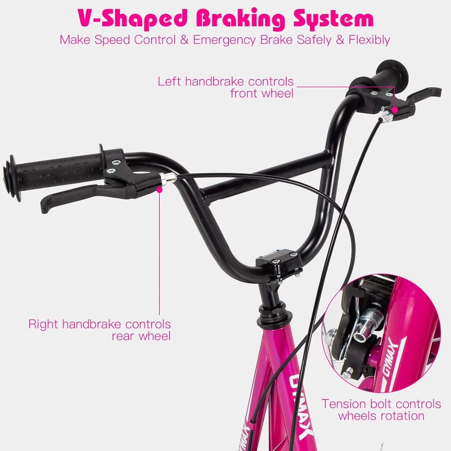 GYMAX Scooter, Kids & Adults Off-Road Scooter with 12" Inflatable Wheels, Adjustable Height Handlebar, V-Type Handbrakes & Axle Pegs for All Terrain, 8 