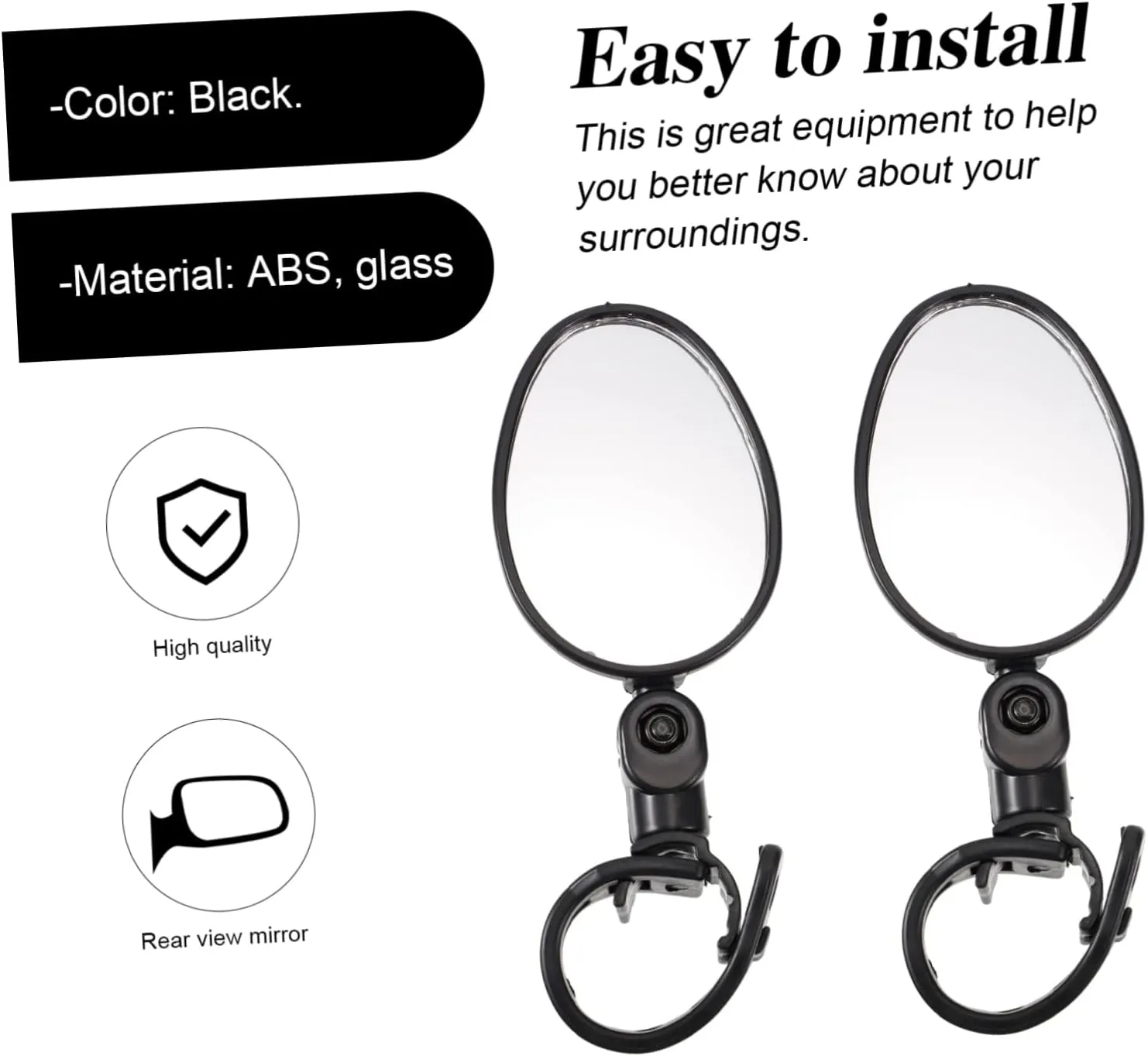 HANABASS 4pcs Rearview Handlebar Mirror for High Definition Bike Accessory Easy to Install for Folding Road Mountain