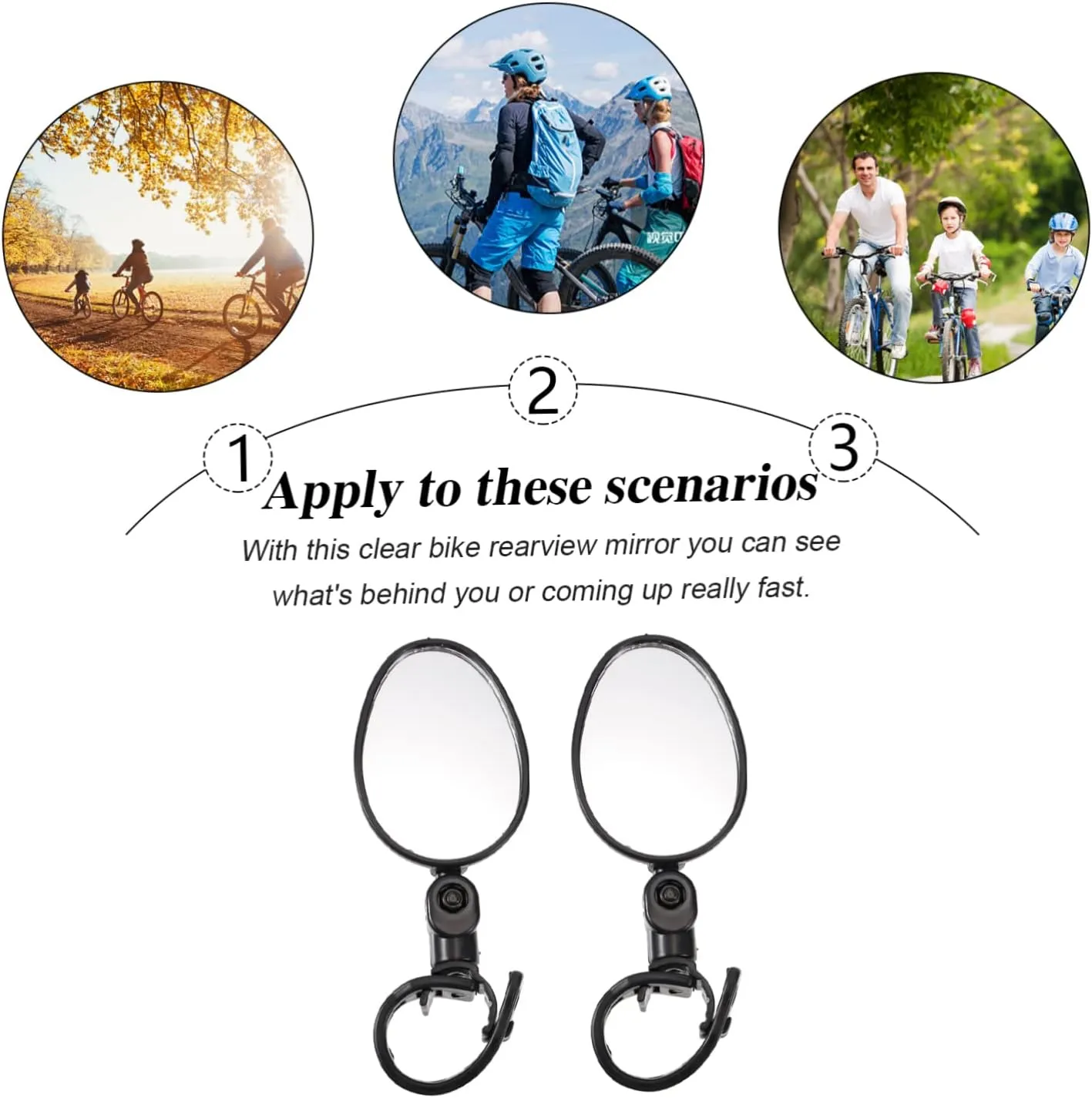 HANABASS 4pcs Rearview Handlebar Mirror for High Definition Bike Accessory Easy to Install for Folding Road Mountain