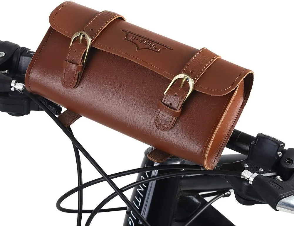 Handcrafted Leather Bag, Retro Front Bag, Quick Release Cycling Rear Storage Pouch Saddle Bag for Storing Cellphone, Purse, Keys, Make Your Special