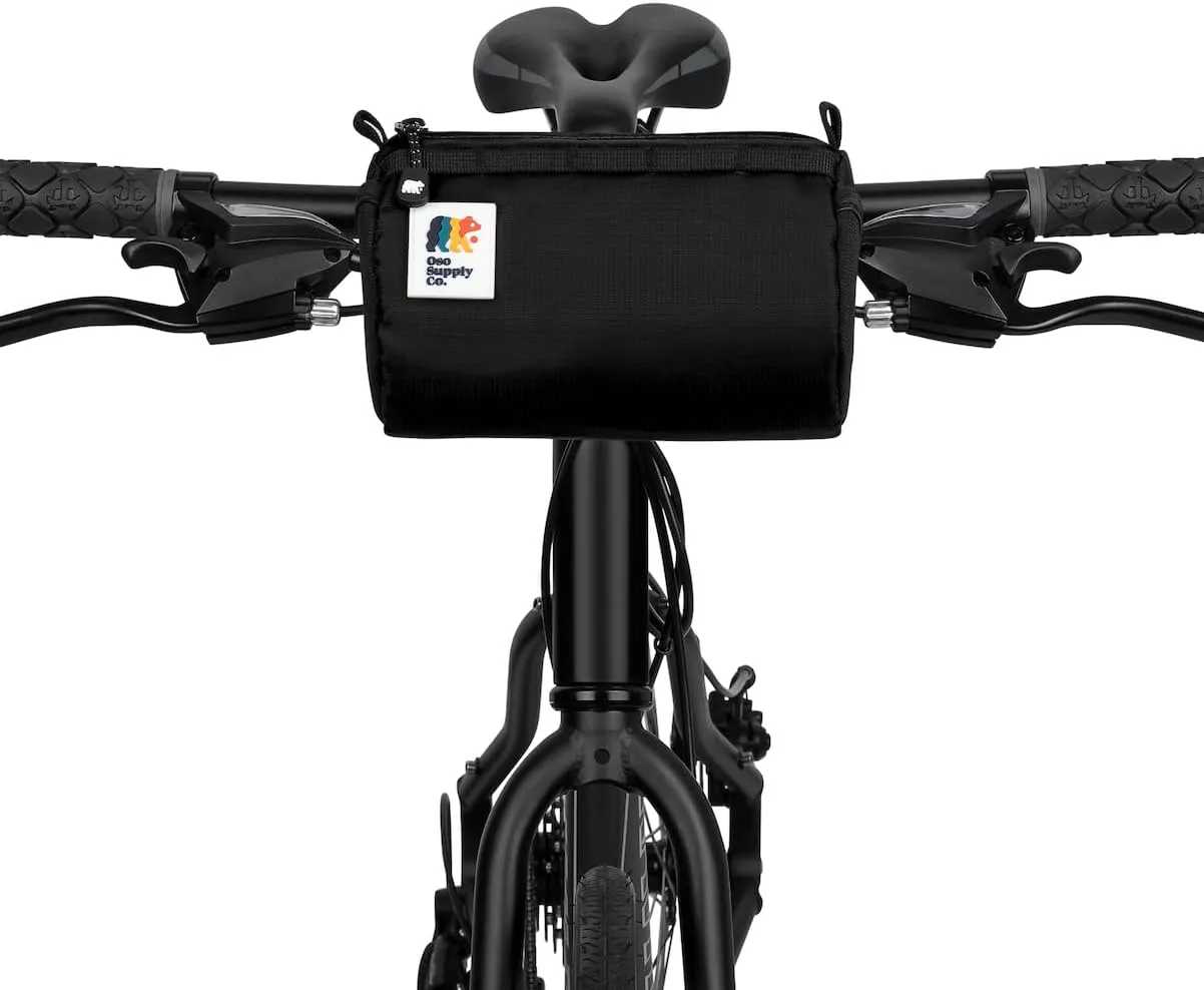 Handlebar Bike Bag – Water-Resistant Hard Shell with Quick-Access Zipper, Side Mesh Pockets, and Spacious Storage – Ideal for Cycling, Commuting, and Adventure Rides (Black)