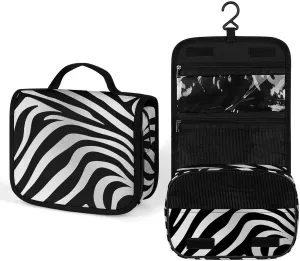 Hanging Zebra Print Printed Toiletry Bag Travel Toiletry Bag Foldable Large-capacity Design Suitable for Travel, Fitness, Camping, Home Use, Etc.