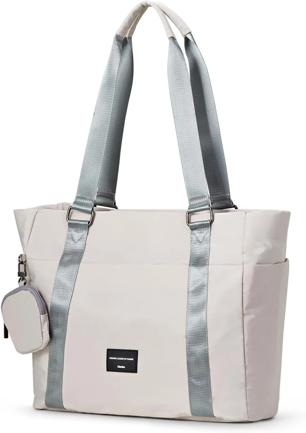 Hanke Laptop Tote Bag with Zipper Lightweight Womens Tote Bags for Work Nylon Bag Shoulder Bag Weekend Bag Travel Bag Sports Gym Bag .（Dune Grey）