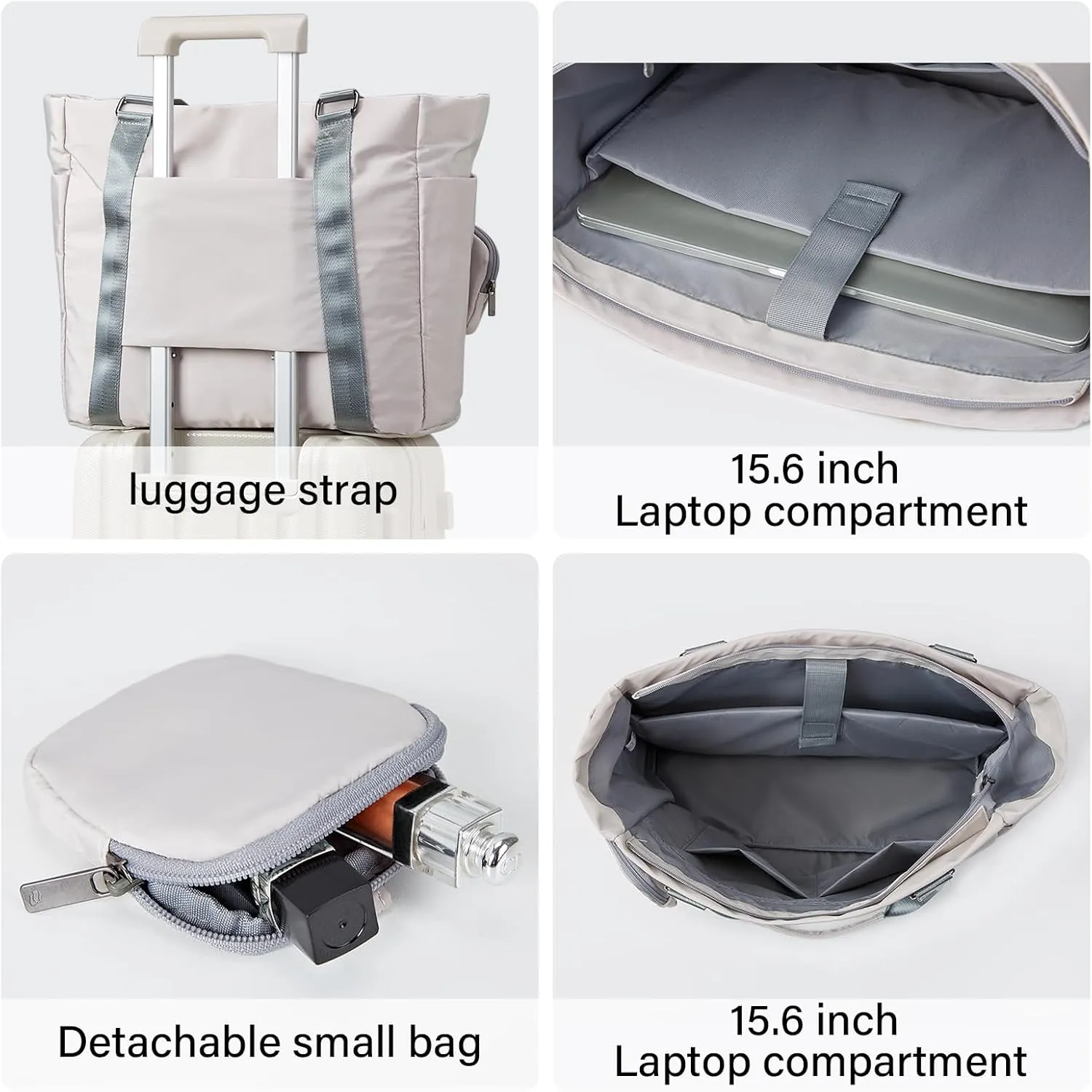 Hanke Laptop Tote Bag with Zipper Lightweight Womens Tote Bags for Work Nylon Bag Shoulder Bag Weekend Bag Travel Bag Sports Gym Bag .（Dune Grey）