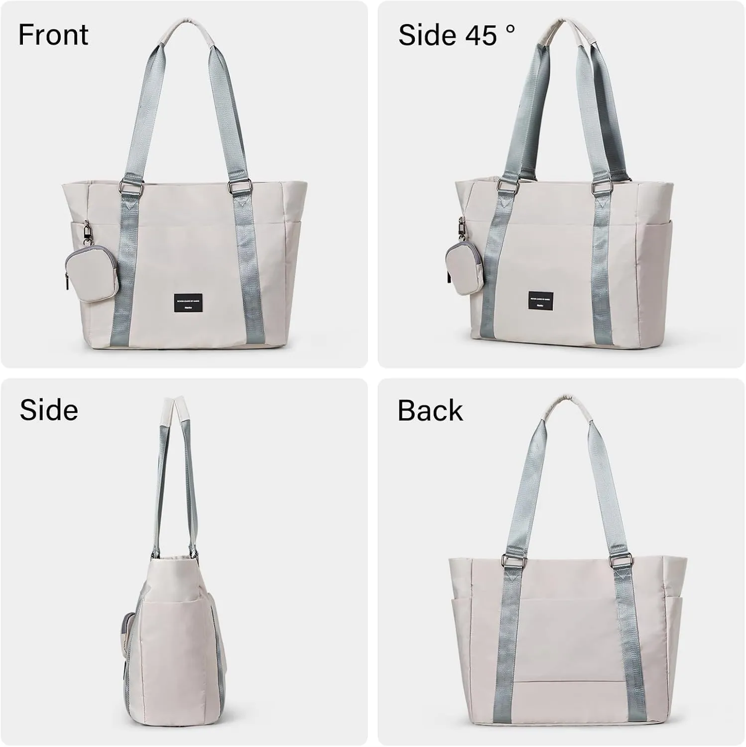 Hanke Laptop Tote Bag with Zipper Lightweight Womens Tote Bags for Work Nylon Bag Shoulder Bag Weekend Bag Travel Bag Sports Gym Bag .（Dune Grey）