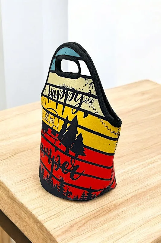 Happy Camper Print Insulated Lunch Bag