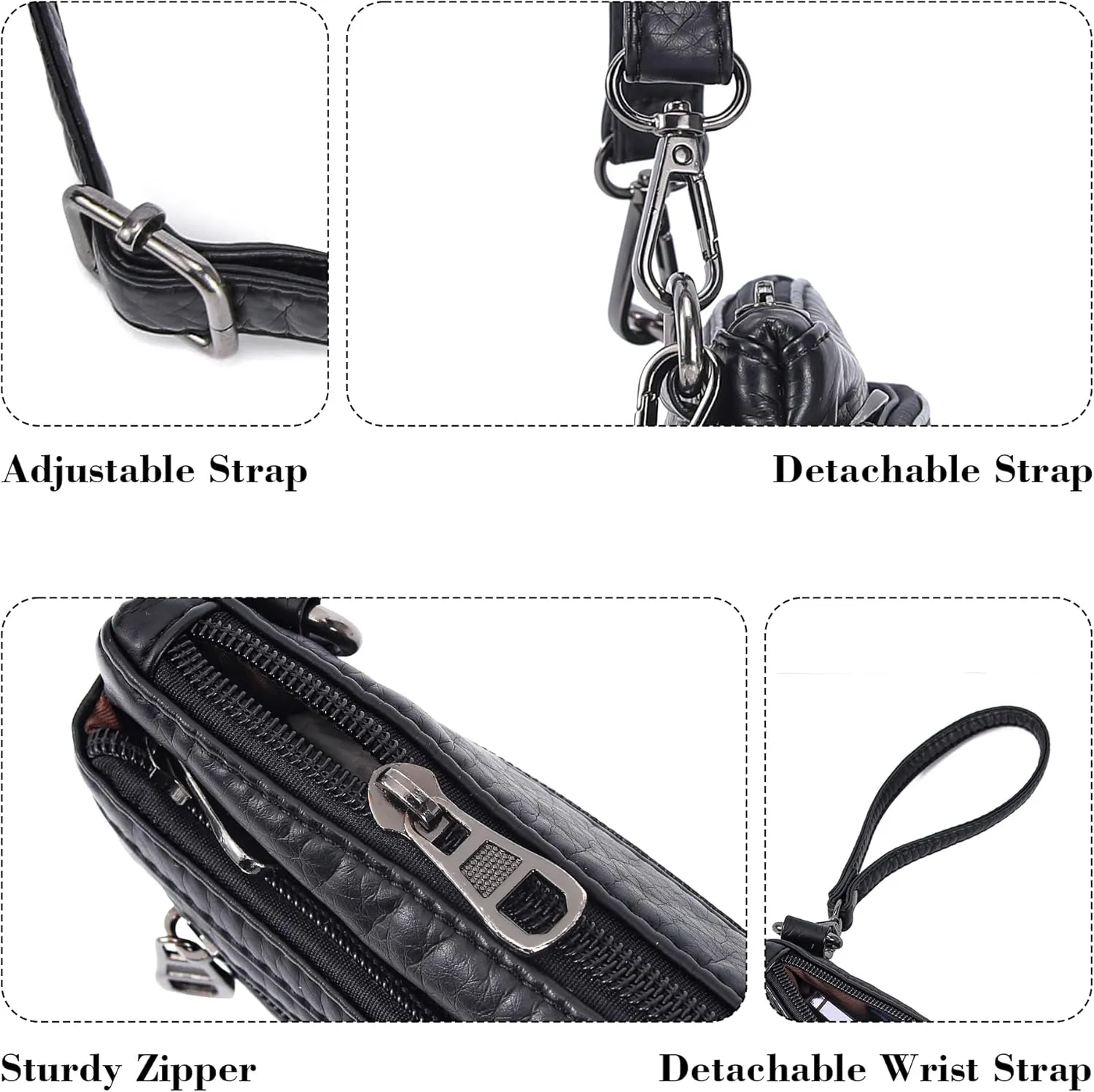 Haytijoe Triple Zip Crossbody Purses Small Crossbody Bags for Women Travel Cell Phone Purse Soft Leather Shoulder Handbags
