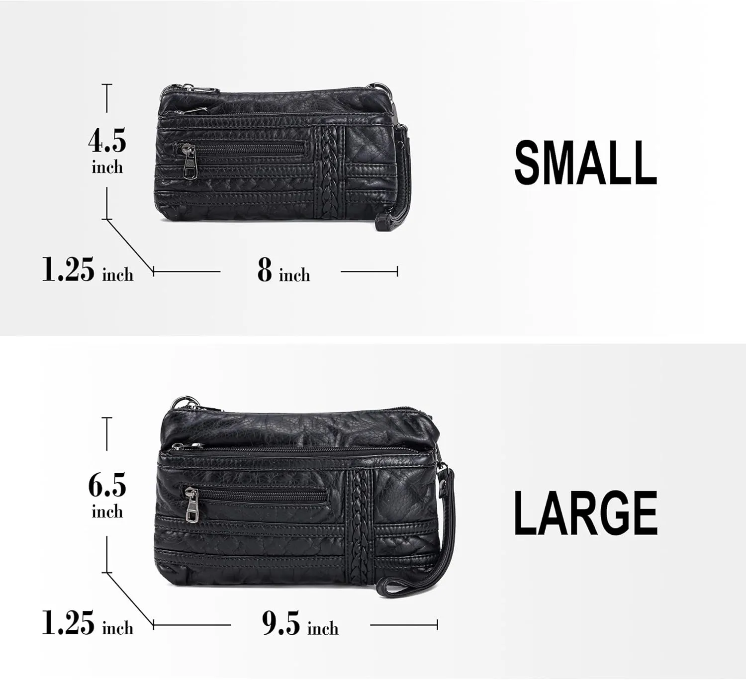 Haytijoe Triple Zip Crossbody Purses Small Crossbody Bags for Women Travel Cell Phone Purse Soft Leather Shoulder Handbags