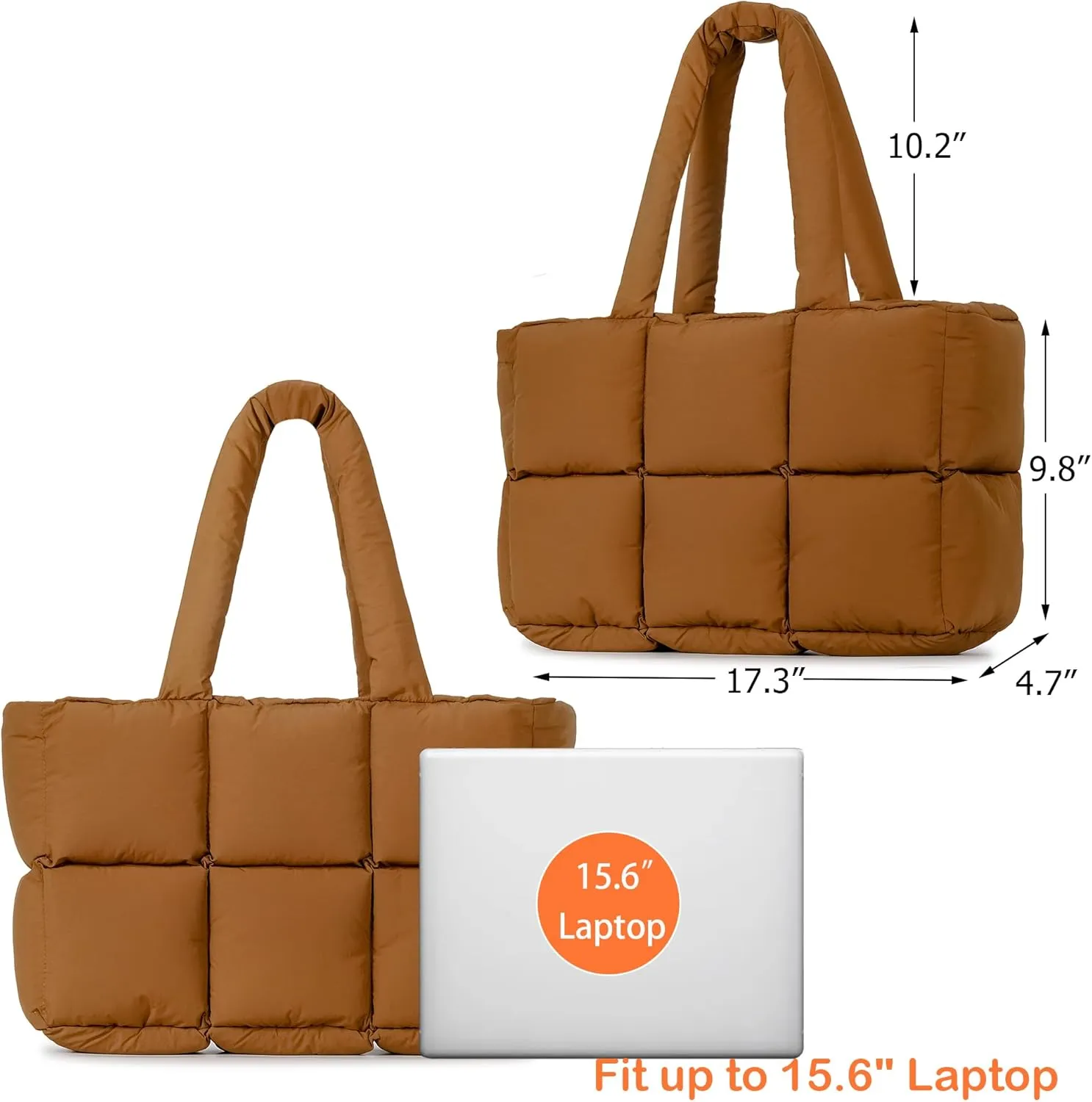 Herald Puffer Tote Bag for Women, Large Quilted Puffy Handbag Lightweight Satchel Purse for Work Travel Gym Shop