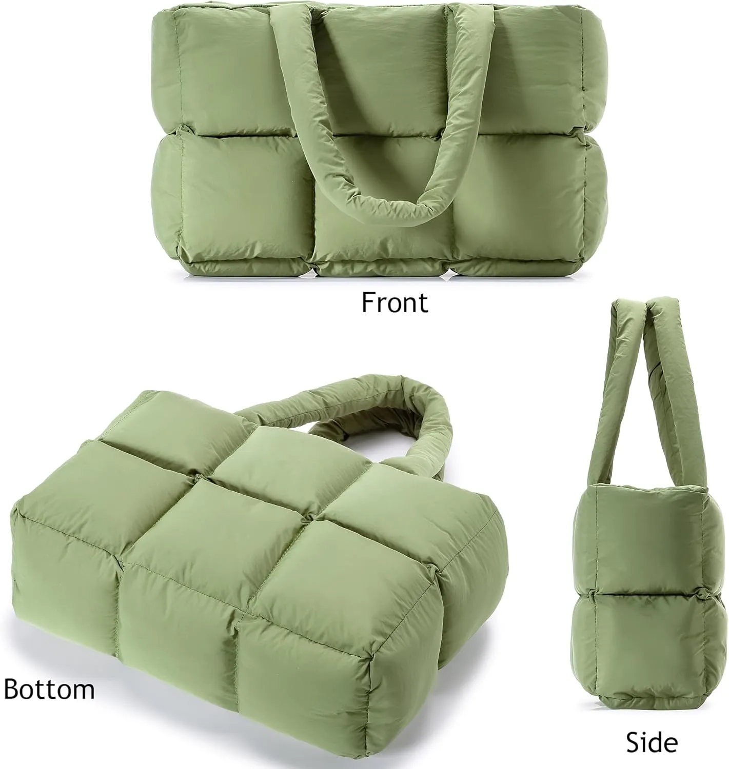 Herald Puffer Tote Bag for Women, Large Quilted Puffy Handbag Lightweight Satchel Purse for Work Travel Gym Shop
