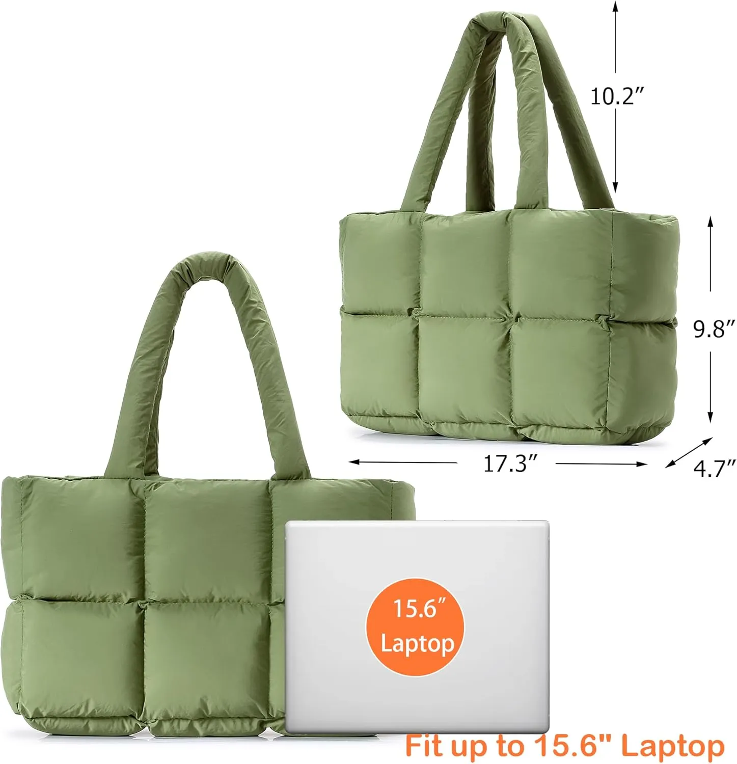 Herald Puffer Tote Bag for Women, Large Quilted Puffy Handbag Lightweight Satchel Purse for Work Travel Gym Shop