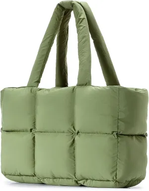 Herald Puffer Tote Bag for Women, Large Quilted Puffy Handbag Lightweight Satchel Purse for Work Travel Gym Shop