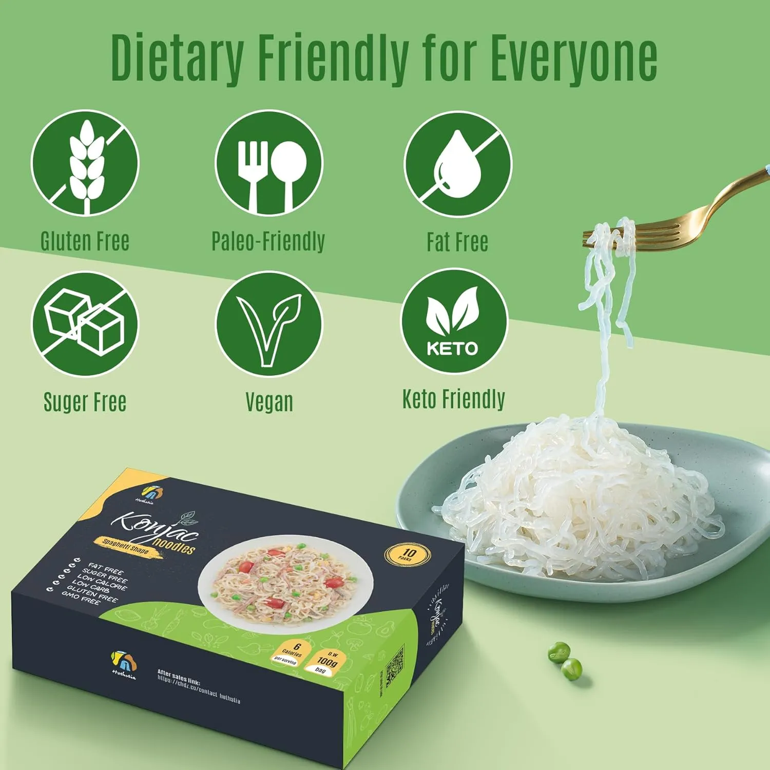 Hethstia Konjac Noodle Low Carb Pasta Shirataki Spaghetti – 56.5 Oz Pre-Cooked Instant Konjac Ramen, Healthy, Low Calorie, Gluten-Free, Fat-Free, 0 Sugar, Vegan, Keto & Paleo-Friendly, 10 Packs