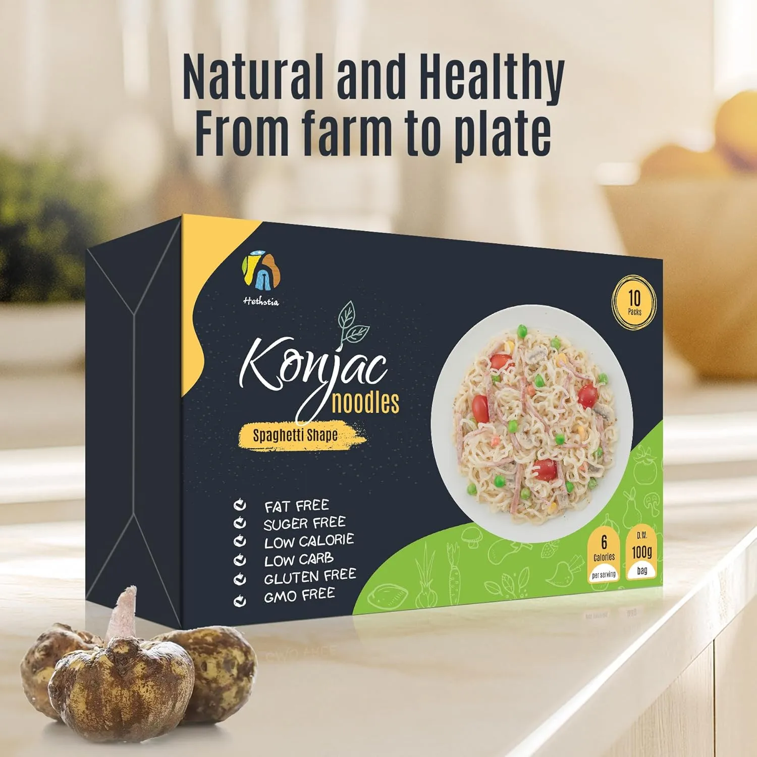 Hethstia Konjac Noodle Low Carb Pasta Shirataki Spaghetti – 56.5 Oz Pre-Cooked Instant Konjac Ramen, Healthy, Low Calorie, Gluten-Free, Fat-Free, 0 Sugar, Vegan, Keto & Paleo-Friendly, 10 Packs