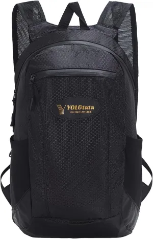Hiking Daypacks for Women Waterproof Backpacks 15L Lightweight Packable Men Small Outdoor Sports Fan Multipurpose Travel Camping Bags Black