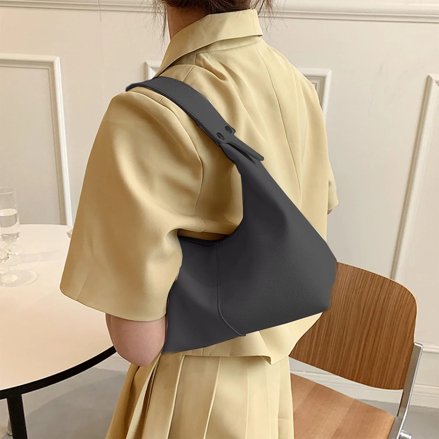 Hobo Shoulder Handbag for Women Y2K Style Clutch Crossbody Tote Purse Genuine Leather Bags for Streetwear or Travel