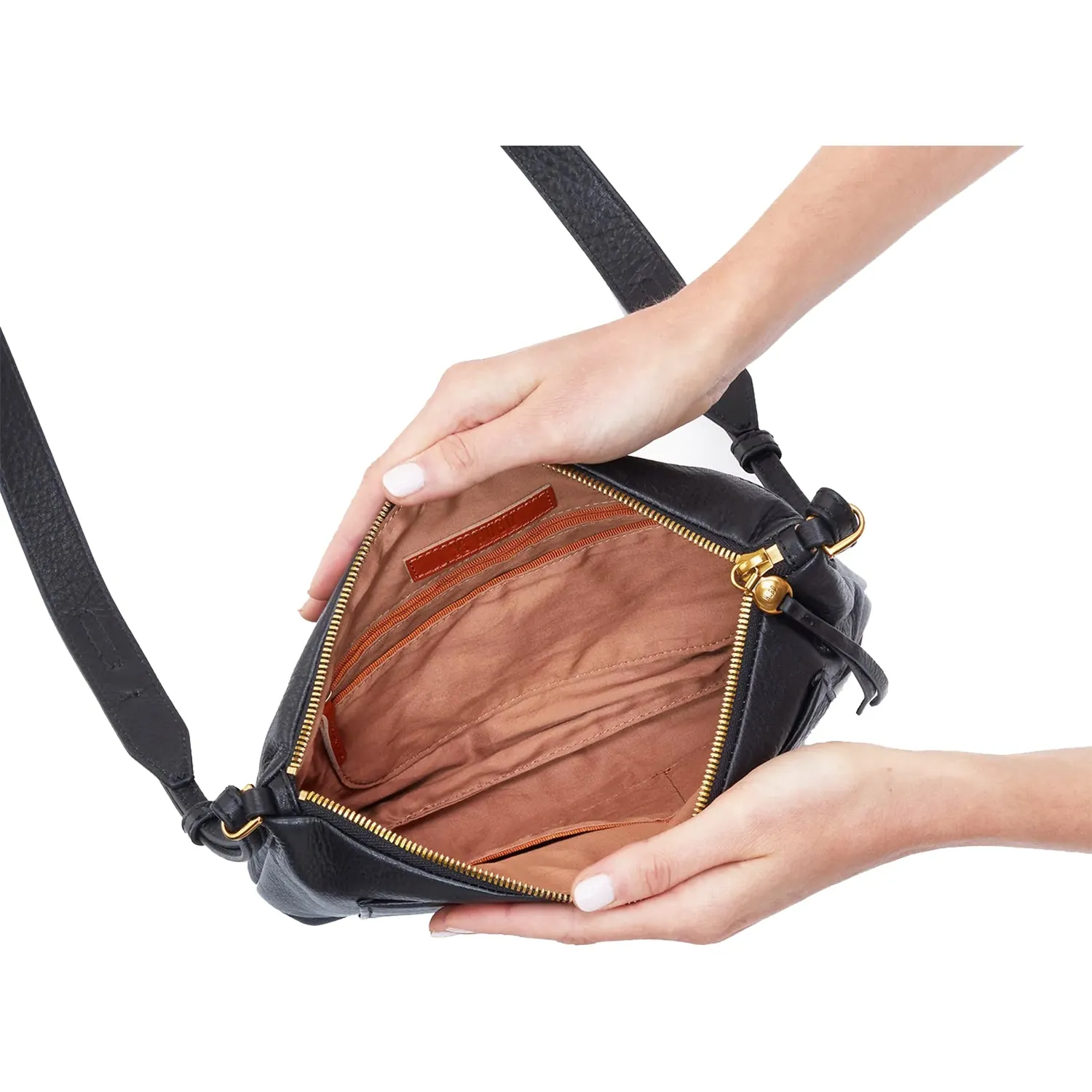 Hobo Tripp Medium Crossbody Black Velvet Pebbled Leather