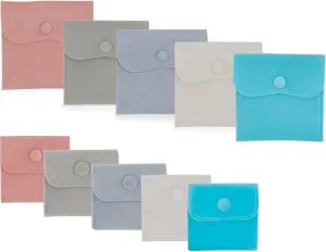 Hsiwto Pack of 10 Velvet Jewelry Pouch Storage Bags 2 Sizes 5 Colors Mixed Portable Gift Bag With Snap Button Multicolored