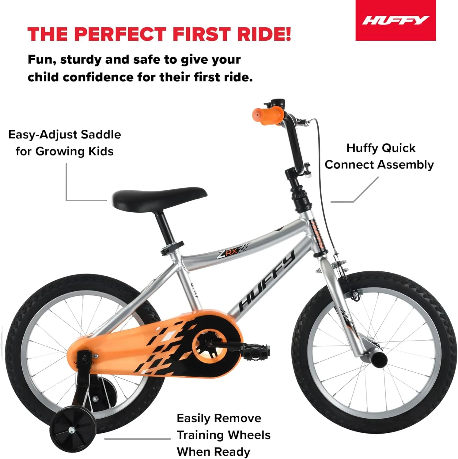 Huffy Kids 12/16 Inch Bikes, Ideal for Ages 3 . Beginner Level Riding, Multiple Color Options Available, Playful and Fun Details, Removable Training Wheels, Durable, Adjustable Comfort