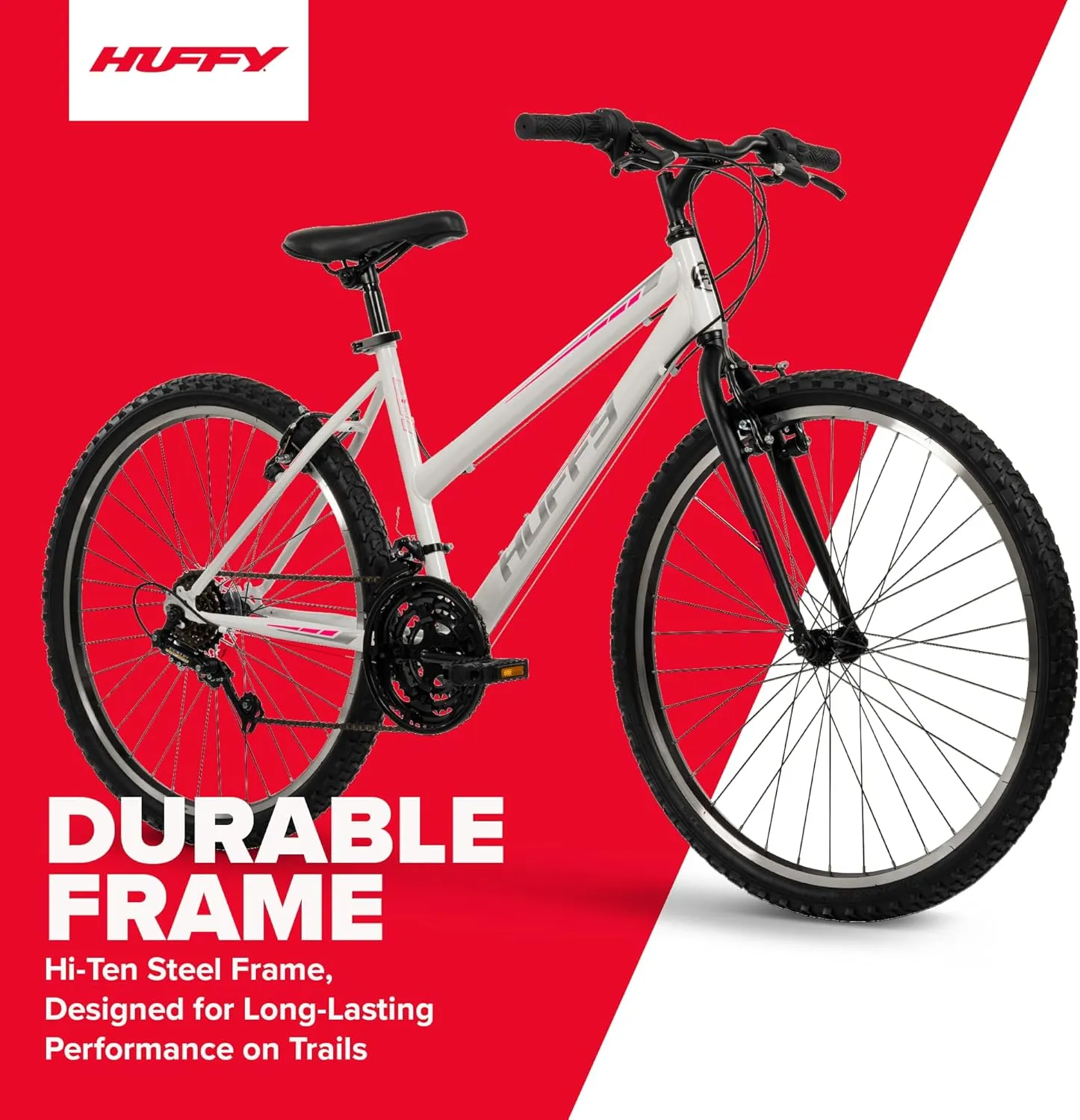 Huffy North Peak 26-Inch Mountain Bike, Durable Steel Frame, 5-Speed Twist Shifter, Front and Rear Linear-Pull Brakes, All-Terrain Tires, Padded ATB Saddle